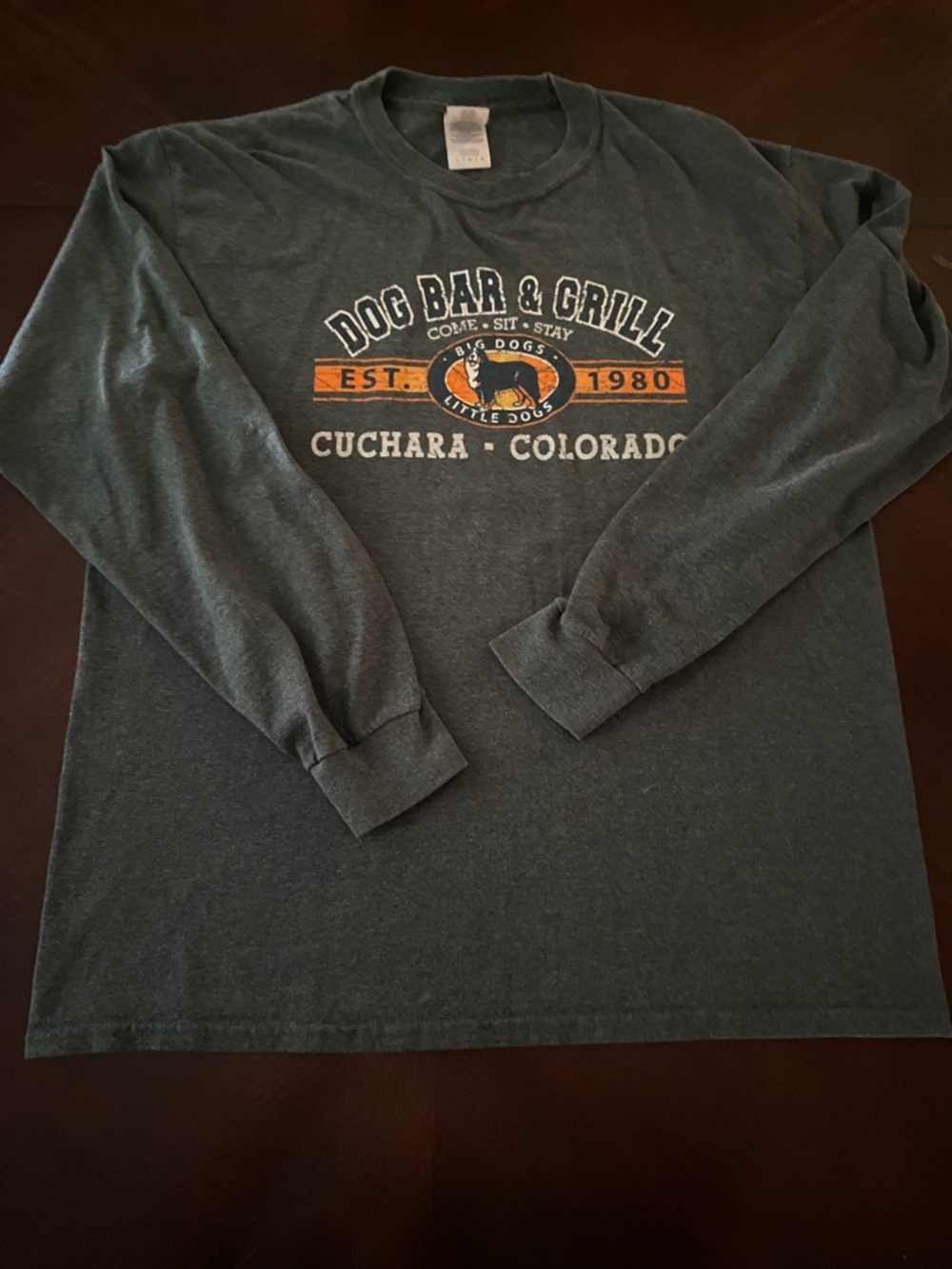 Dog Bar & Grill Cuchara Colorado Long Sleeve Tee - Heather Navy/Gray size L